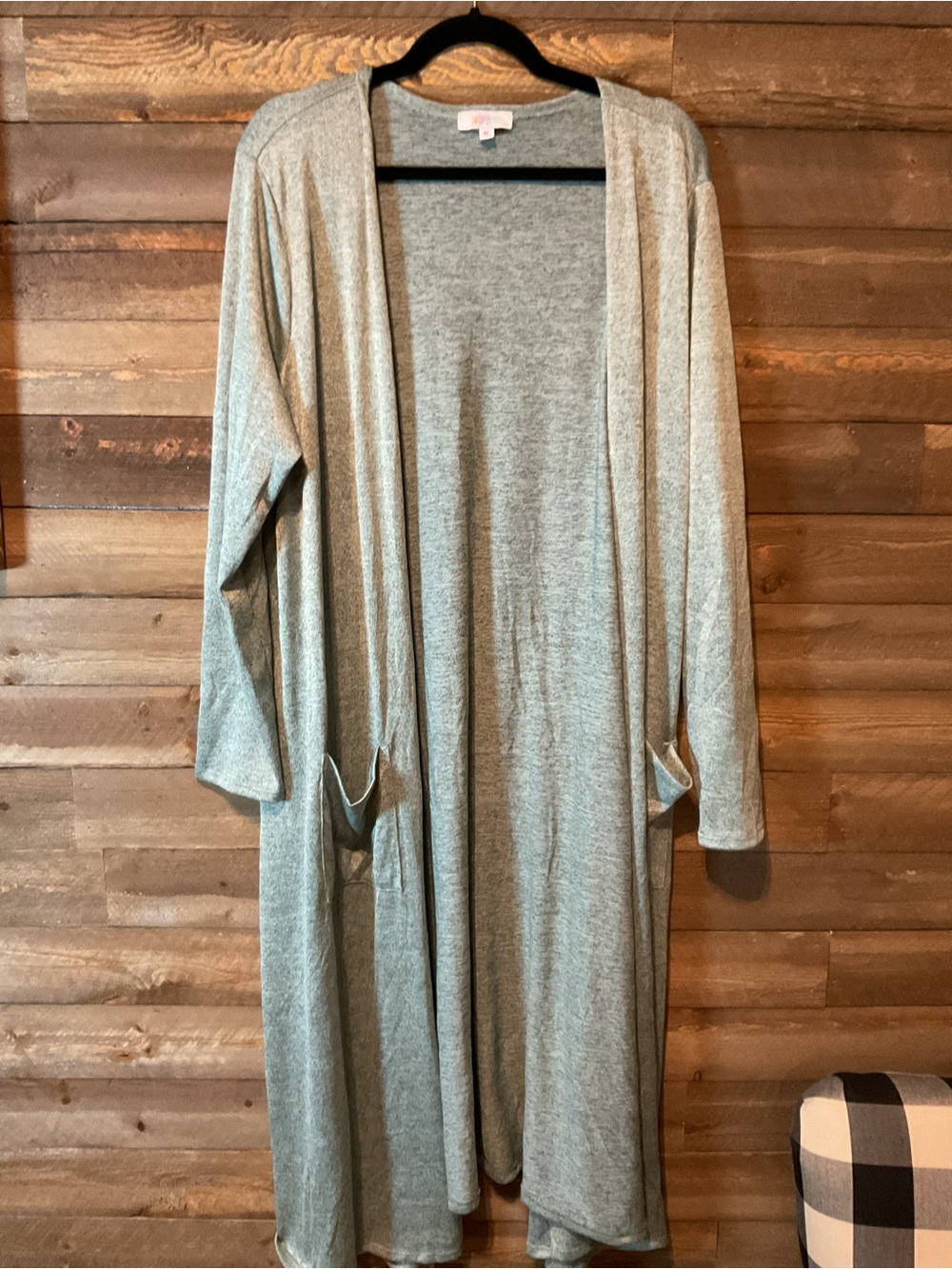 Lularoe Sarah Long Duster Cardigan Sage And Black Space Dye Women’s Size XL